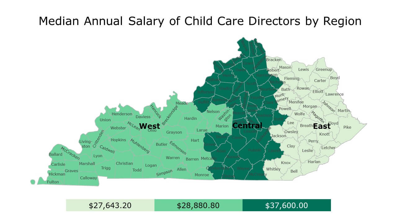 Median annual salary of child care directors by region