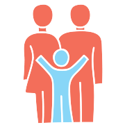 Graphic of a family, a mom, dad and child