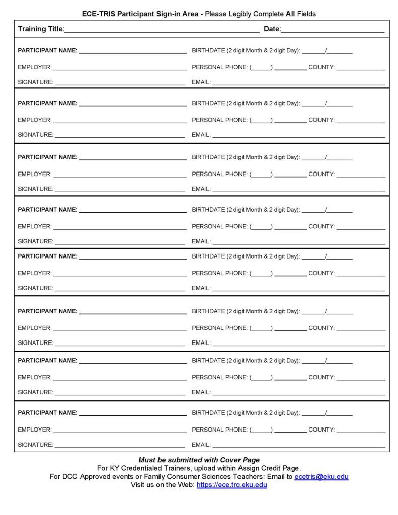Participant Sign-In Sheet