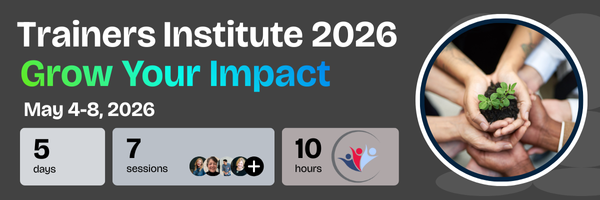 Banner for the 2026 Trainers Institute with theme of Grow Your Impact.  May 4-8, 2026.
